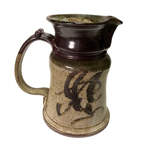 ROBERTSON ART POTTERY BROWN PITCHER JUG GLAZED SPECKLED SIGNED LARGE 7.5"H - Picture 3 of 7